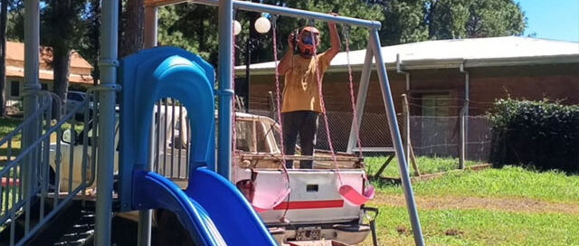 Wanda instaló una nueva plaza de juegos infantiles en Gobernador Lanusse