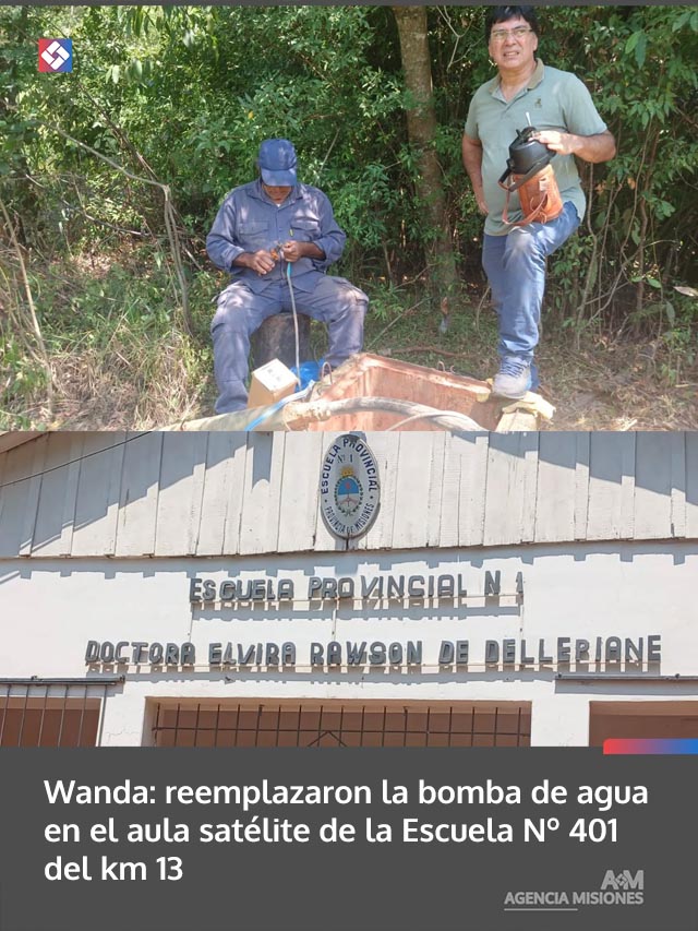 Wanda: reemplazaron la bomba de agua en el aula satélite de la Escuela Nº 401 del km 13