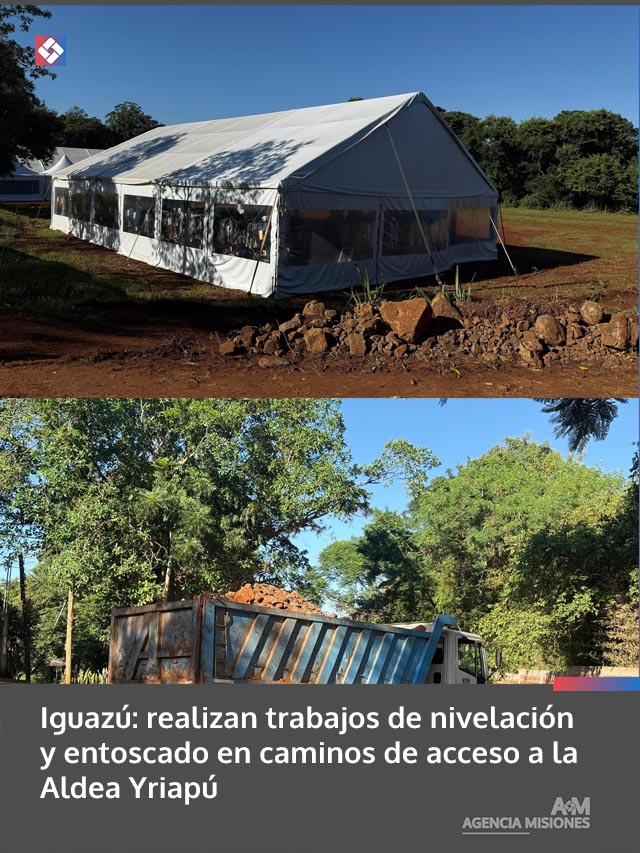 Iguazú: realizan trabajos de nivelación y entoscado en caminos de acceso a la Aldea Yriapú