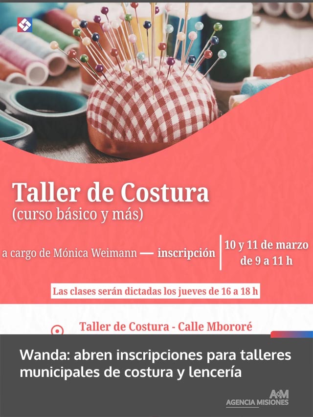 Wanda: abren inscripciones para talleres municipales de costura y lencería