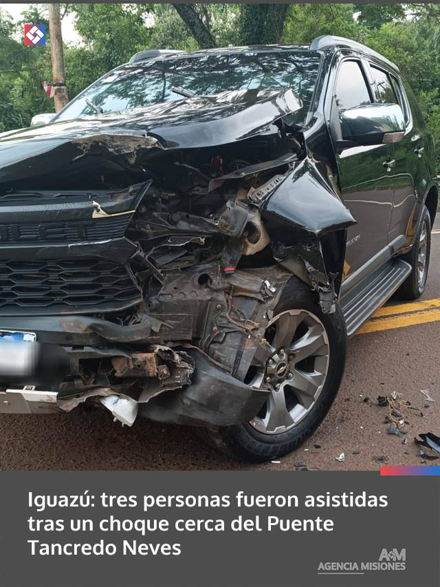 Iguazú: tres personas fueron asistidas tras un choque cerca del Puente Tancredo Neves