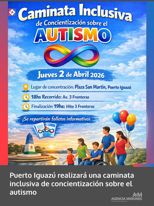 Puerto Iguazú realizará una caminata inclusiva de concientización sobre el autismo