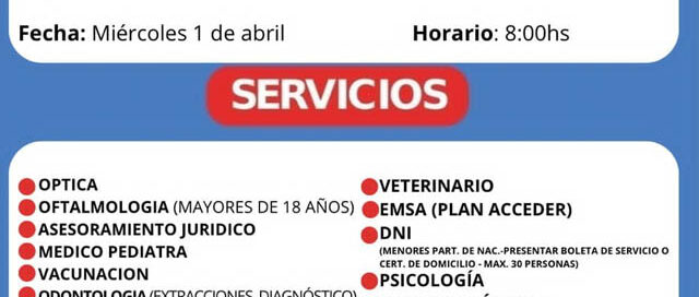 Posadas: el Operativo Integral del P.A.S. se realizará el 1 de abril en Villa Cabello