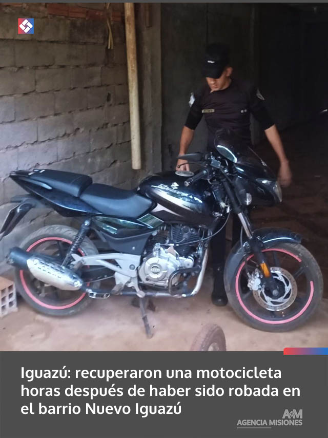 Iguazú: recuperaron una motocicleta horas después de haber sido robada en el barrio Nuevo Iguazú