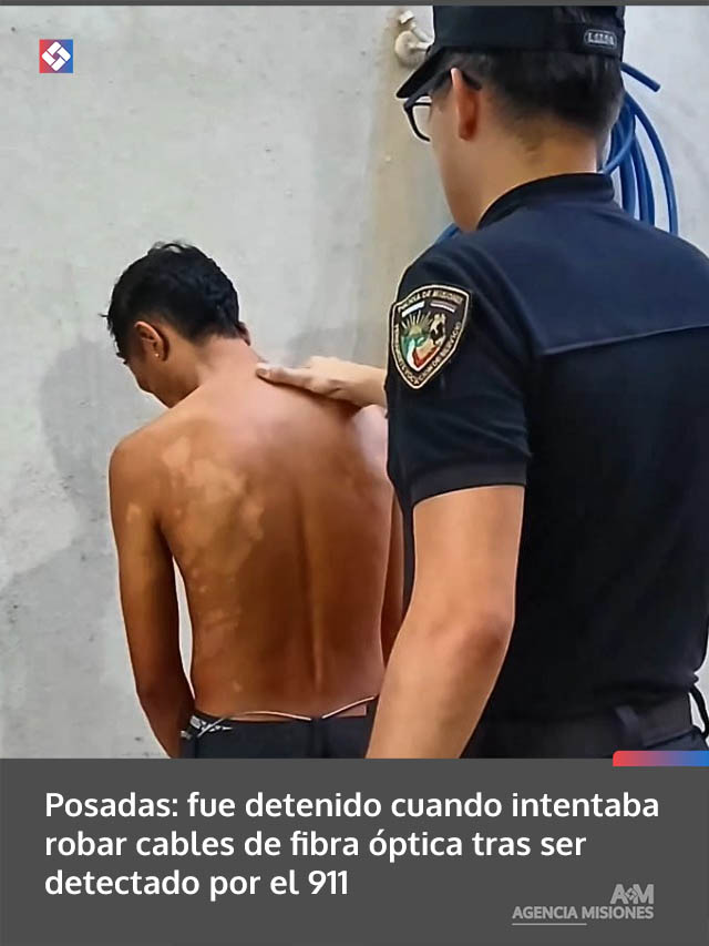 Posadas: fue detenido cuando intentaba robar cables de fibra óptica tras ser detectado por el 911