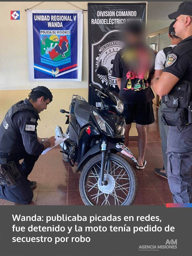 Wanda: publicaba picadas en redes, fue detenido y la moto tenía pedido de secuestro por robo