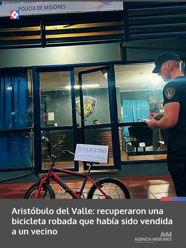 Aristóbulo del Valle: recuperaron una bicicleta robada que había sido vendida a un vecino