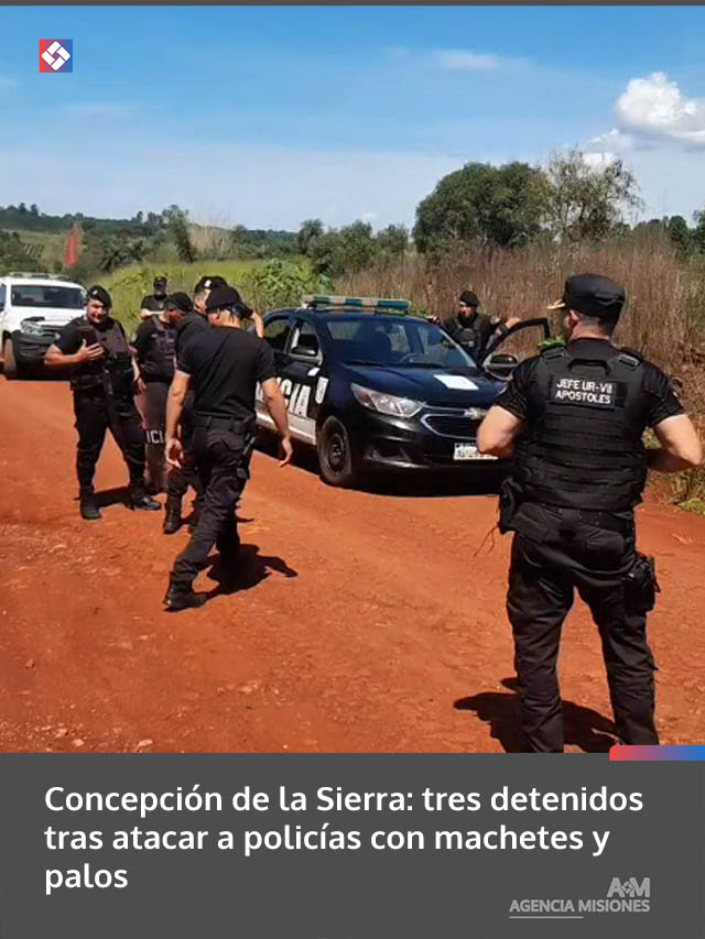 Concepción de la Sierra: tres detenidos tras atacar a policías con machetes y palos