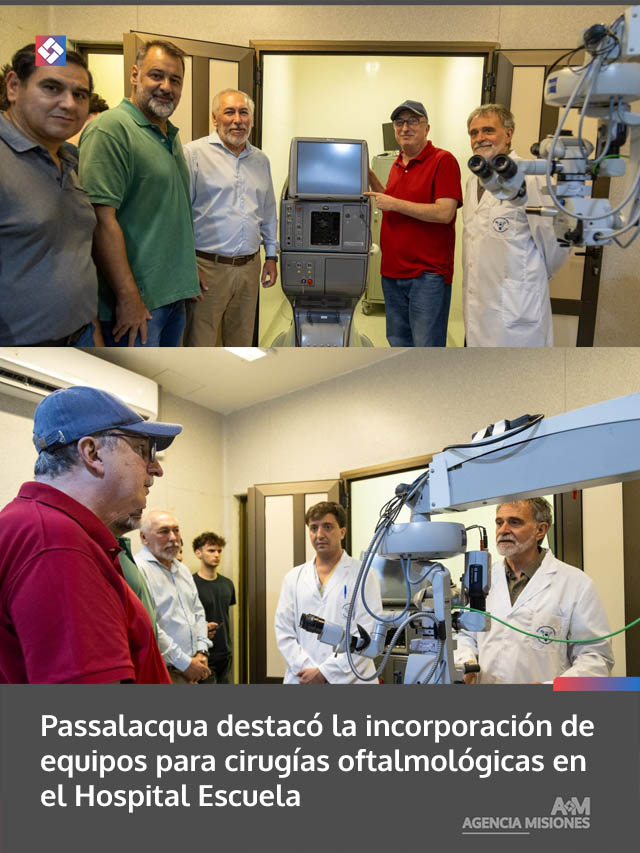 Passalacqua destacó la incorporación de equipos de última generación para cirugías oftalmológicas en el Hospital Escuela