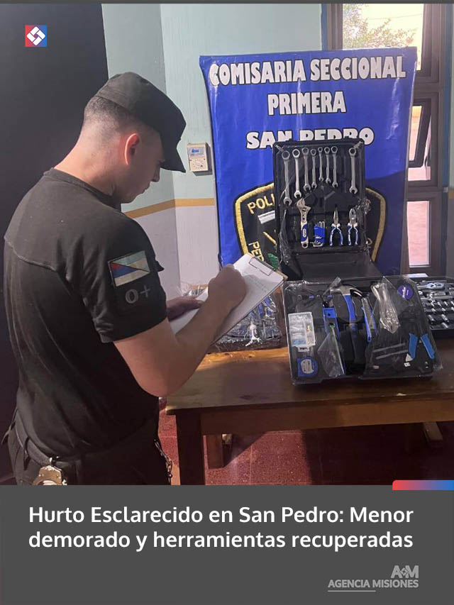 Hurto Esclarecido en San Pedro: Menor Demorado y Herramientas Recuperadas