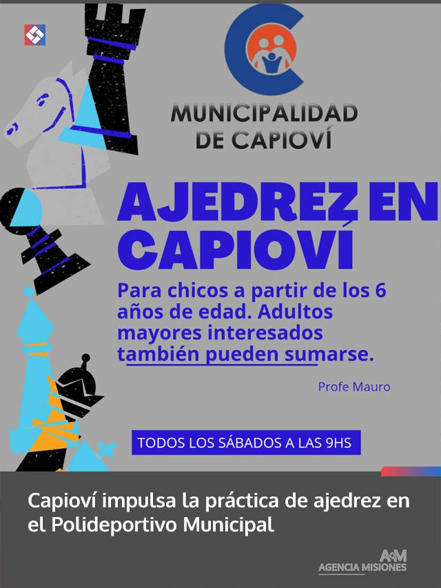 Capioví impulsa la práctica de ajedrez en el Polideportivo Municipal