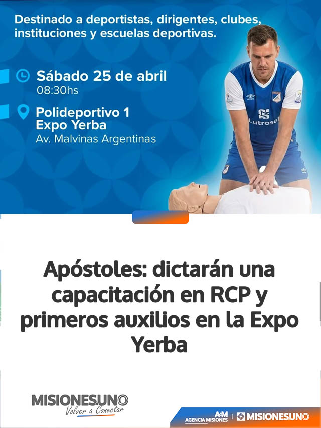 Apóstoles: dictarán una capacitación en RCP y primeros auxilios en la Expo Yerba