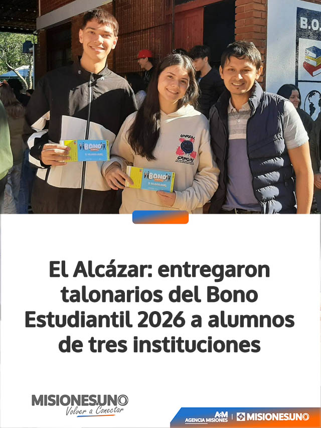 El Alcázar: entregaron talonarios del Bono Estudiantil 2026 a alumnos de tres instituciones