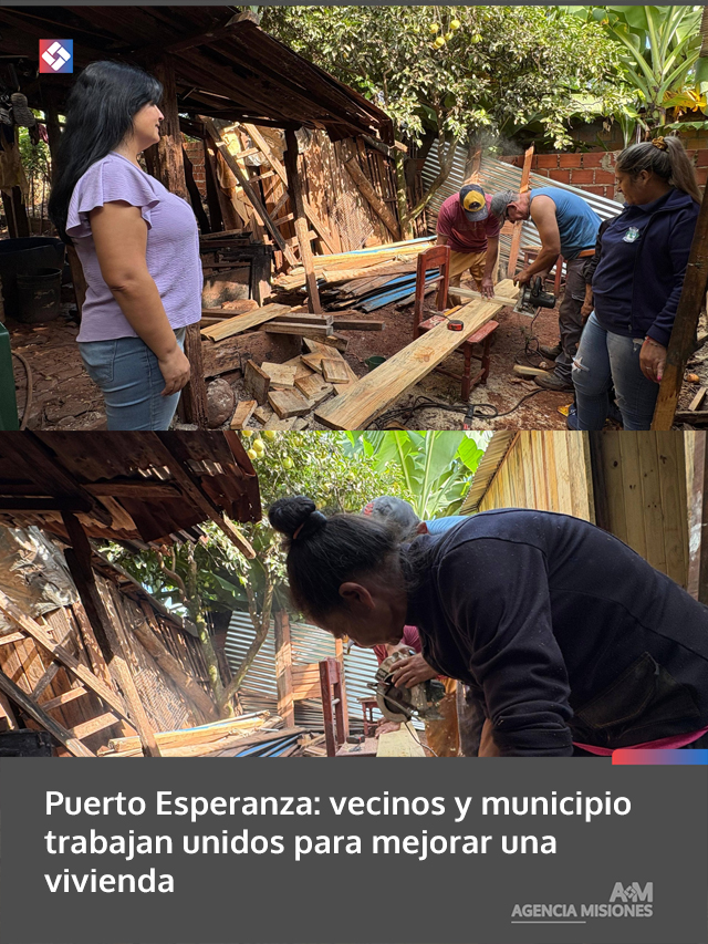 Puerto Esperanza: vecinos y municipio trabajan unidos para mejorar una vivienda