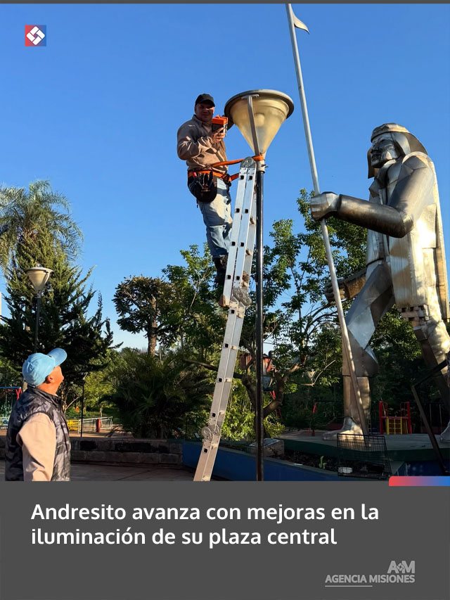 Andresito avanza con mejoras en la iluminación de su plaza central