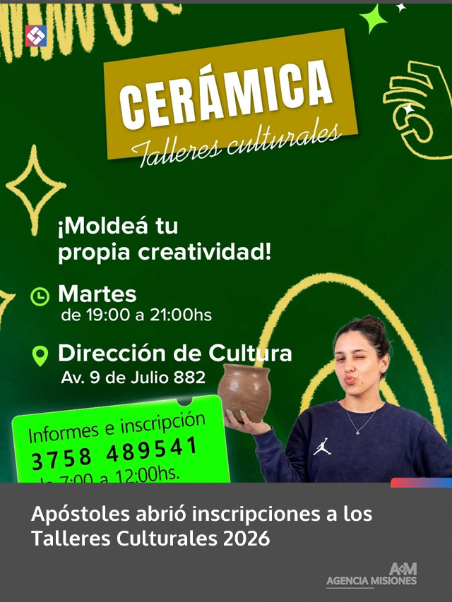 Apóstoles abrió inscripciones a los Talleres Culturales 2026
