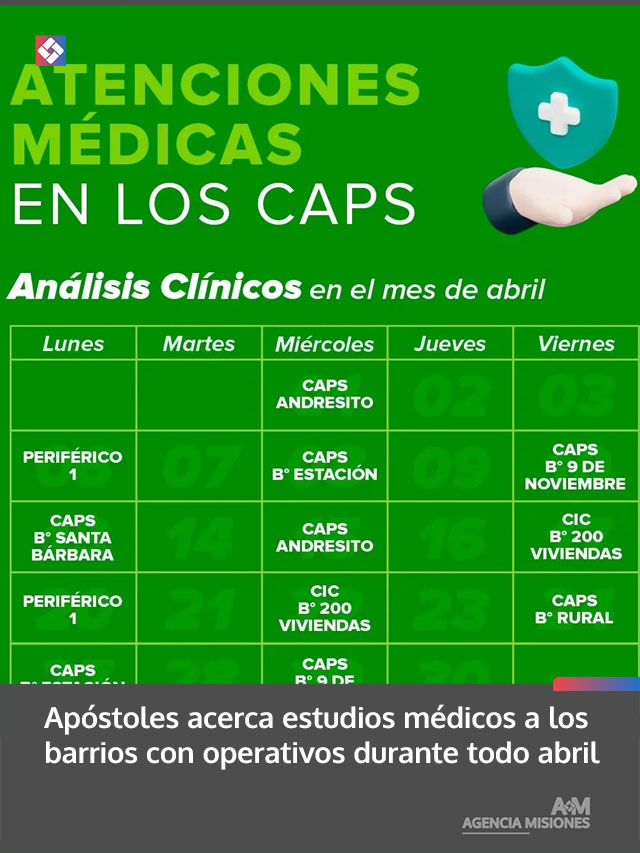 Apóstoles acerca estudios médicos a los barrios con operativos durante todo abril