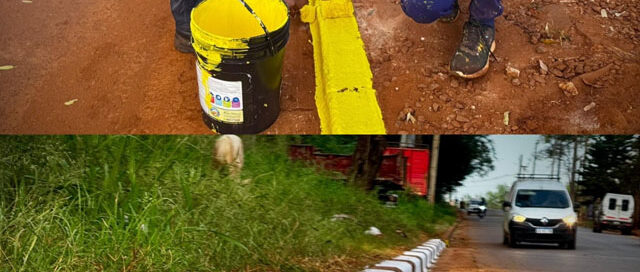 Iguazú refuerza la señalización vial con trabajos de pintura sobre la avenida Libertad