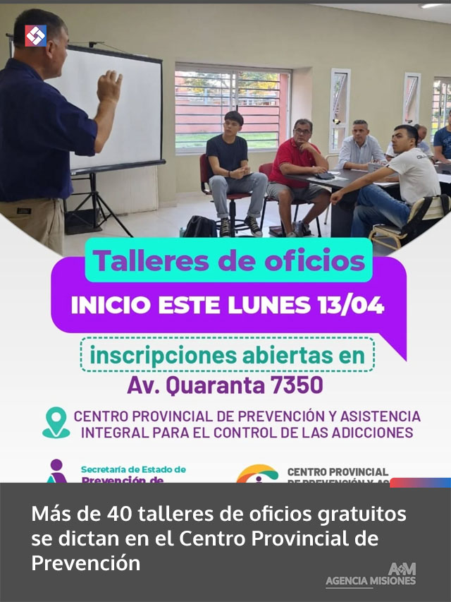 Más de 40 talleres de oficios gratuitos se dictan en el Centro Provincial de Prevención