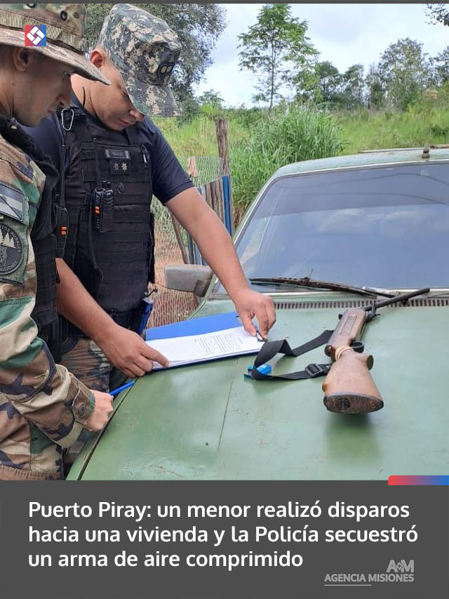 Puerto Piray: un menor realizó disparos hacia una vivienda y la Policía secuestró un arma de aire comprimido