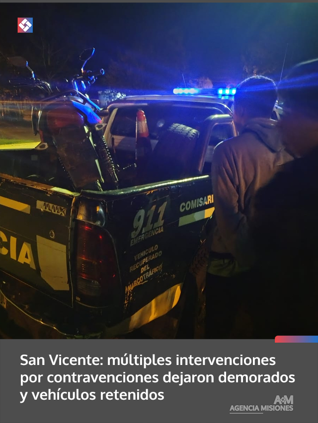San Vicente: múltiples intervenciones por contravenciones dejaron demorados y vehículos retenidos