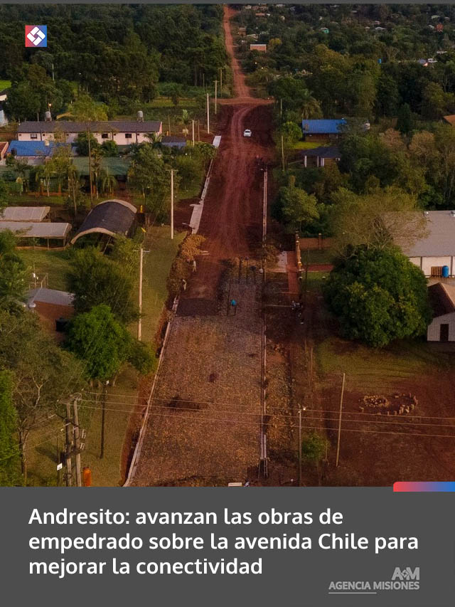 Andresito: avanzan las obras de empedrado sobre la avenida Chile para mejorar la conectividad