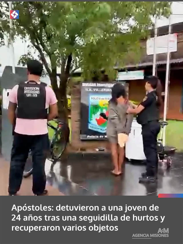 Apóstoles: detuvieron a una joven de 24 años tras una seguidilla de hurtos y recuperaron varios objetos