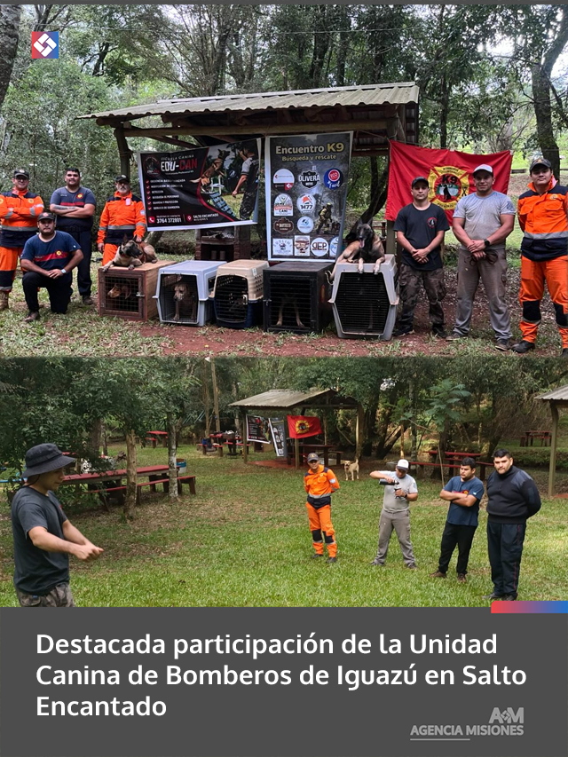 Destacada participación de la Unidad Canina de Bomberos de Iguazú en Salto Encantado