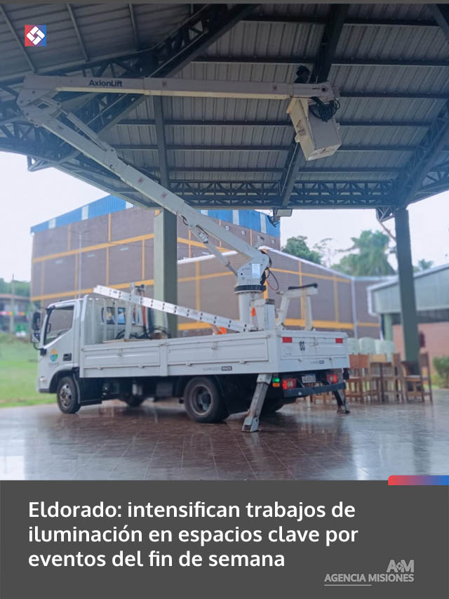 Eldorado: intensifican trabajos de iluminación en espacios clave por eventos del fin de semana
