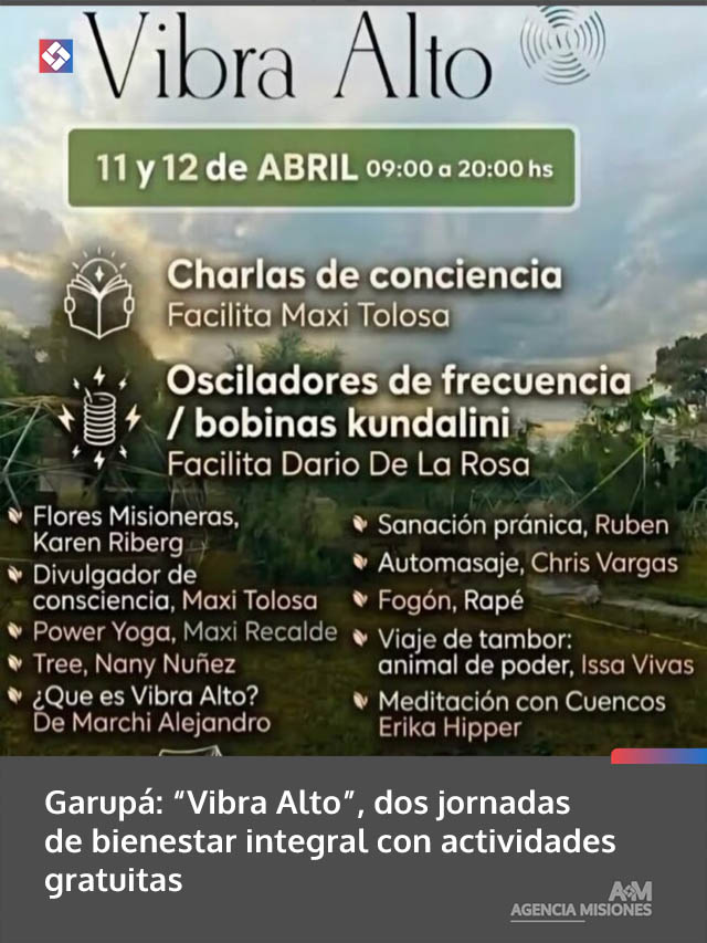 Garupá: “Vibra Alto”, dos jornadas de bienestar integral con actividades gratuitas