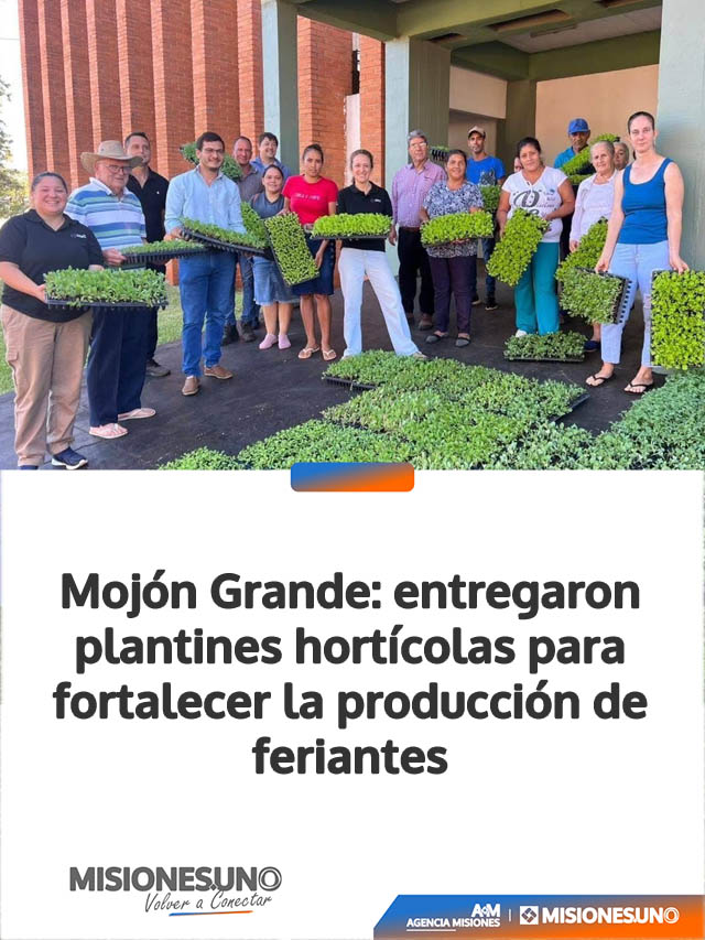 Mojón Grande: entregaron plantines hortícolas para fortalecer la producción de feriantes