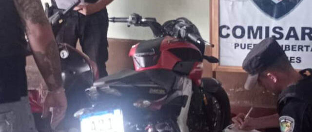 Puerto Libertad: detuvieron a un joven con una moto robada en Brasil tras una persecución sobre la Ruta 12