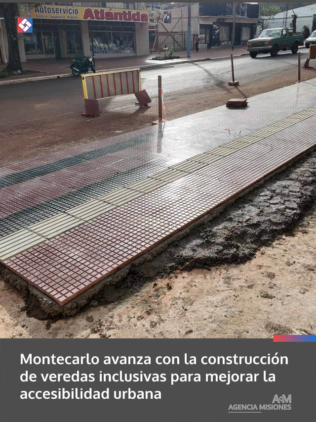 Montecarlo avanza con la construcción de veredas inclusivas para mejorar la accesibilidad urbana