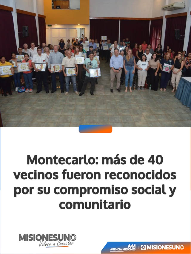 Montecarlo: más de 40 vecinos fueron reconocidos por su compromiso social y comunitario