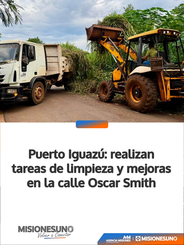 Puerto Iguazú: realizan tareas de limpieza y mejoras en la calle Oscar Smith