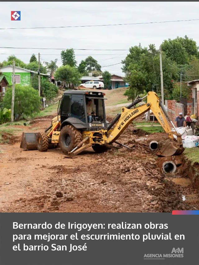 Bernardo de Irigoyen: realizan obras para mejorar el escurrimiento pluvial en el barrio San José