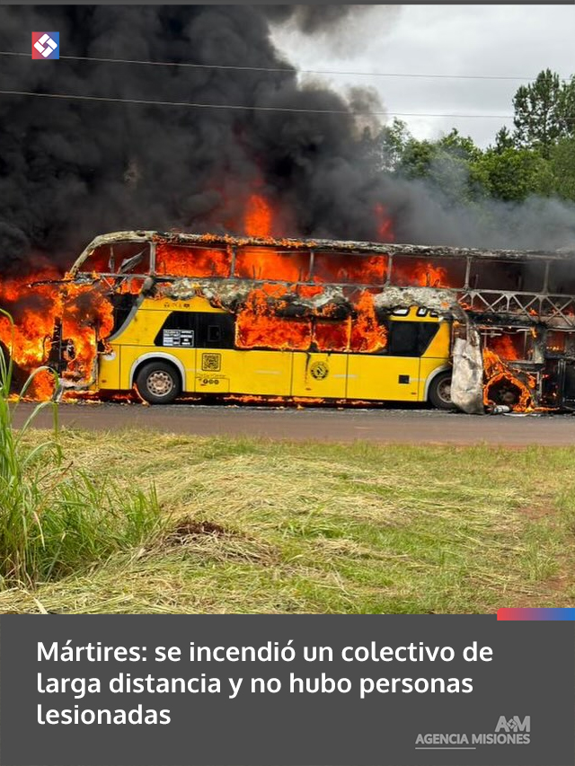 Mártires: se incendió un colectivo de larga distancia y no hubo personas lesionadas
