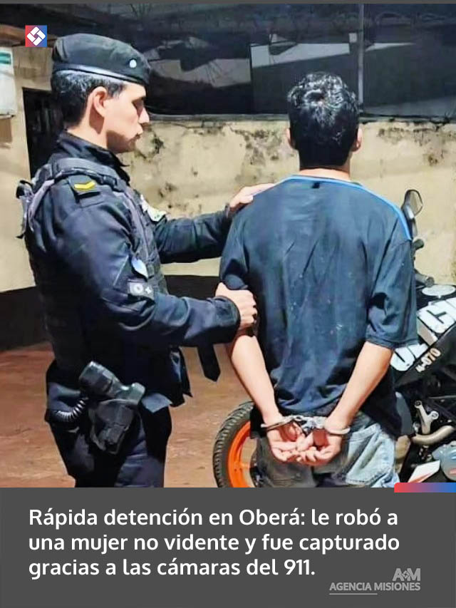 Rápida detención en Oberá: le robó a una mujer no vidente y fue capturado gracias a las cámaras del 911.