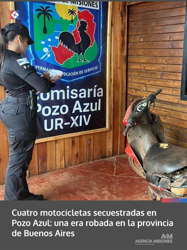 Cuatro motocicletas secuestradas en Pozo Azul: una era robada en la provincia de Buenos Aires