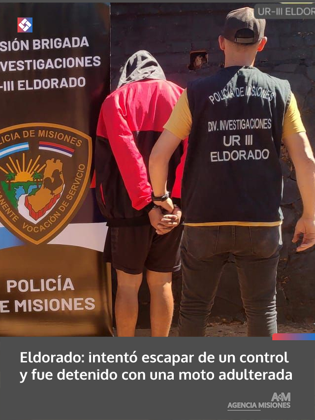 Eldorado: intentó escapar de un control y fue detenido con una moto adulterada
