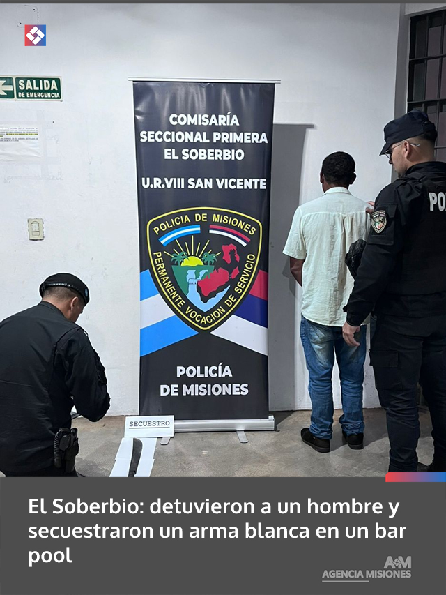 El Soberbio: detuvieron a un hombre y secuestraron un arma blanca en un bar pool