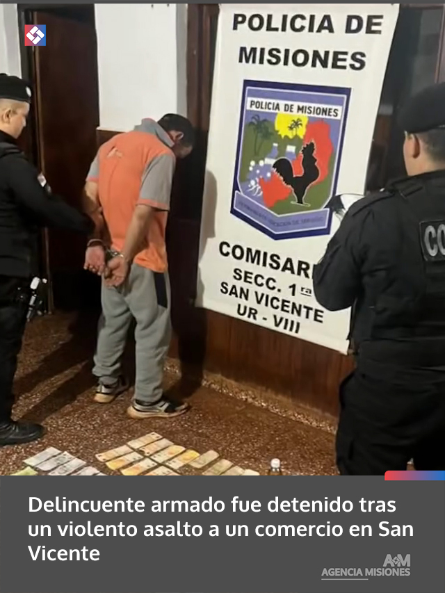 Delincuente armado fue detenido tras un violento asalto a un comercio en San Vicente