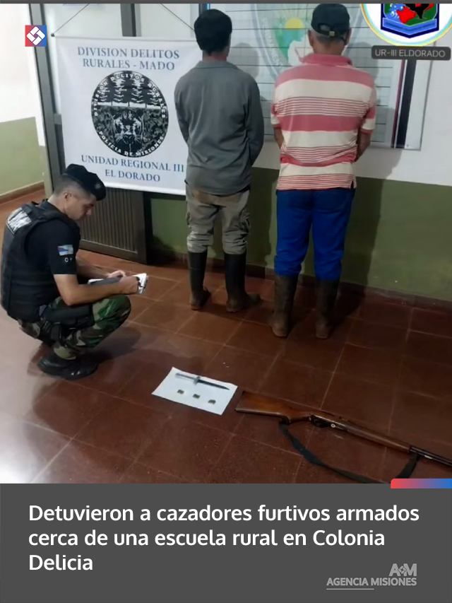 Detuvieron a cazadores furtivos armados cerca de una escuela rural en Colonia Delicia