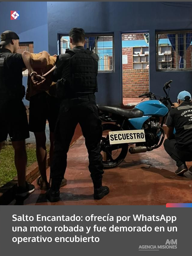 Salto Encantado: ofrecía por WhatsApp una moto robada y fue demorado en un operativo encubierto