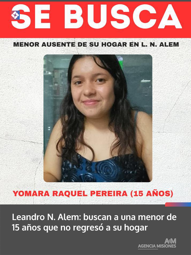 Leandro N. Alem: buscan a una menor de 15 años que no regresó a su hogar