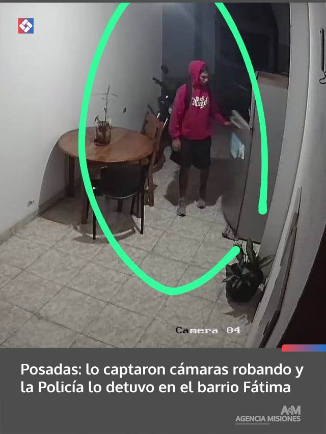 Posadas: lo captaron cámaras robando y la Policía lo detuvo en el barrio Fátima