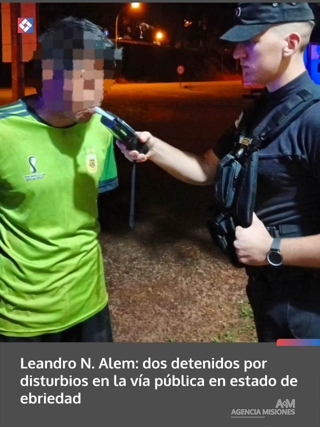 Leandro N. Alem: dos detenidos por disturbios en la vía pública en estado de ebriedad