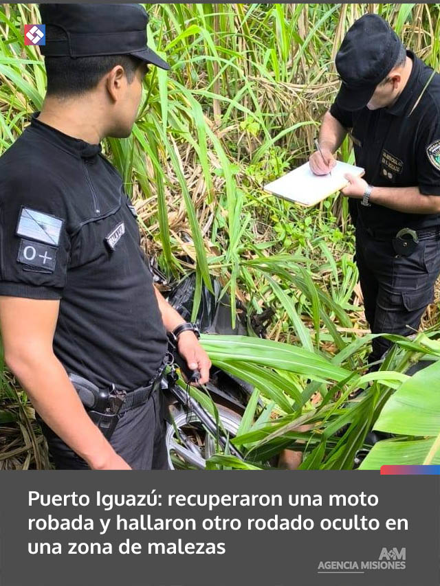 Puerto Iguazú: recuperaron una moto robada y hallaron otro rodado oculto en una zona de malezas