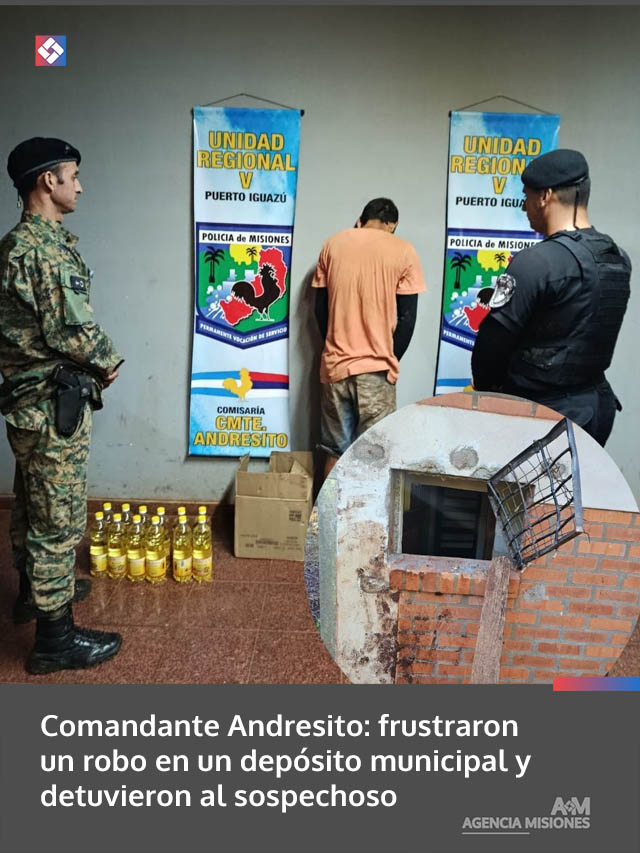 Comandante Andresito: frustraron un robo en un depósito municipal y detuvieron al sospechoso