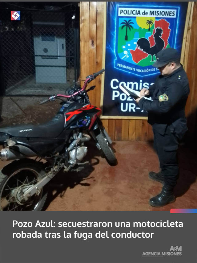 Pozo Azul: secuestraron una motocicleta robada tras la fuga del conductor